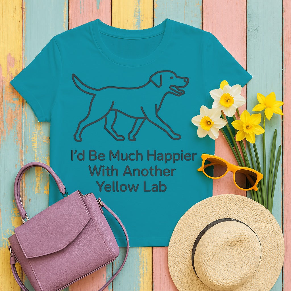 Yellow Lab Happiness Graphic T-Shirt in Tropical Blue