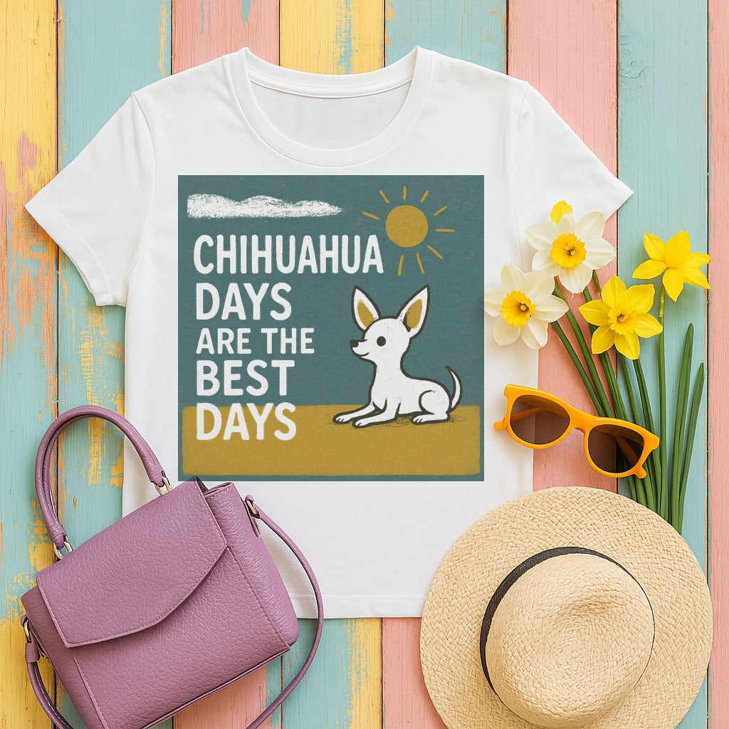 Whimsical Chihuahua Days T-Shirt in White