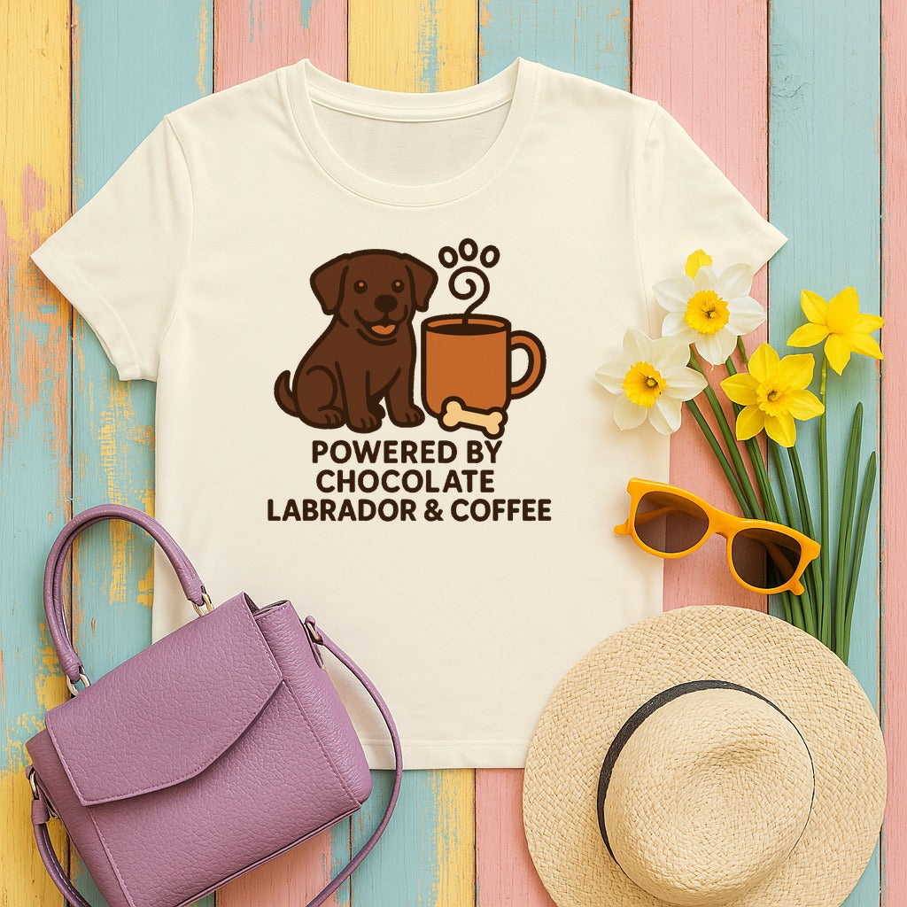 Chocolate Lab & Coffee Power T-shirt in Natural