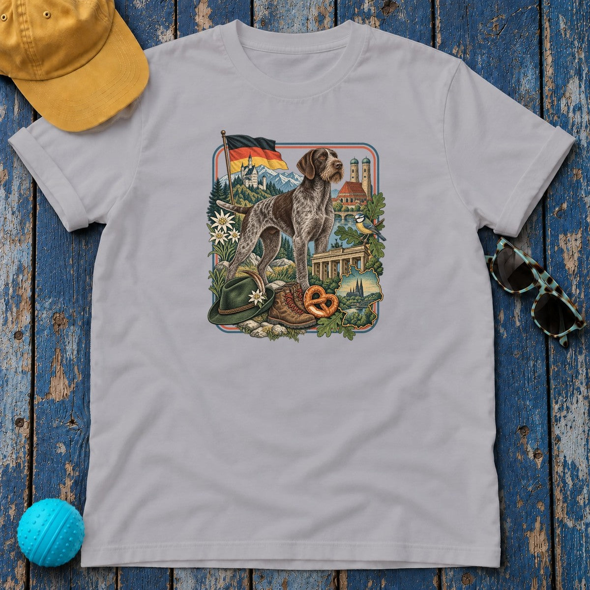 German Wirehaired Pointer Germany Heritage T-Shirt in Athletic Heather