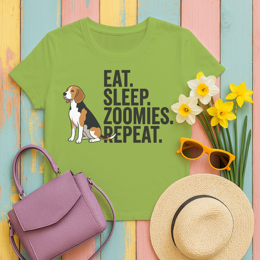 Beagle Eat Sleep Zoomies Repeat T-Shirt in Kiwi