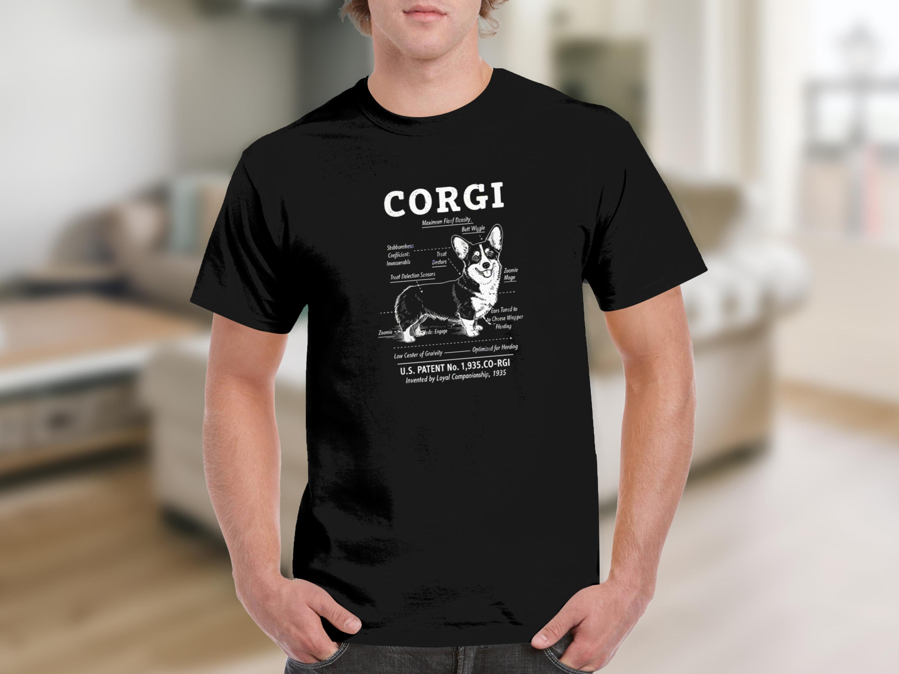 Corgi Anatomy Humorous Graphic Illustration T-shirt