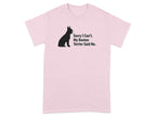Pink t-shirt with black Boston Terrier silhouette and text.