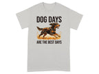 T-shirt with running dog illustration and text "DOG DAYS ARE THE BEST DAYS".