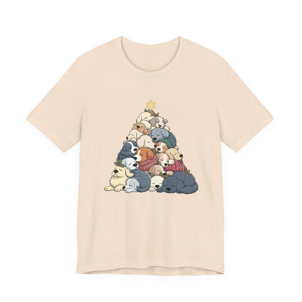 Sleeping Dogs Stacked Christmas Tree Funny Holiday T-Shirt