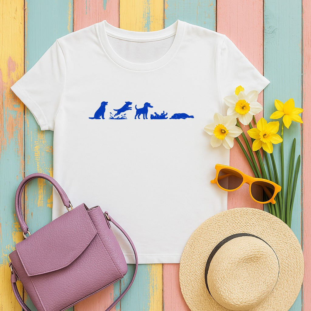 Playful Pup Progression T-Shirt in White