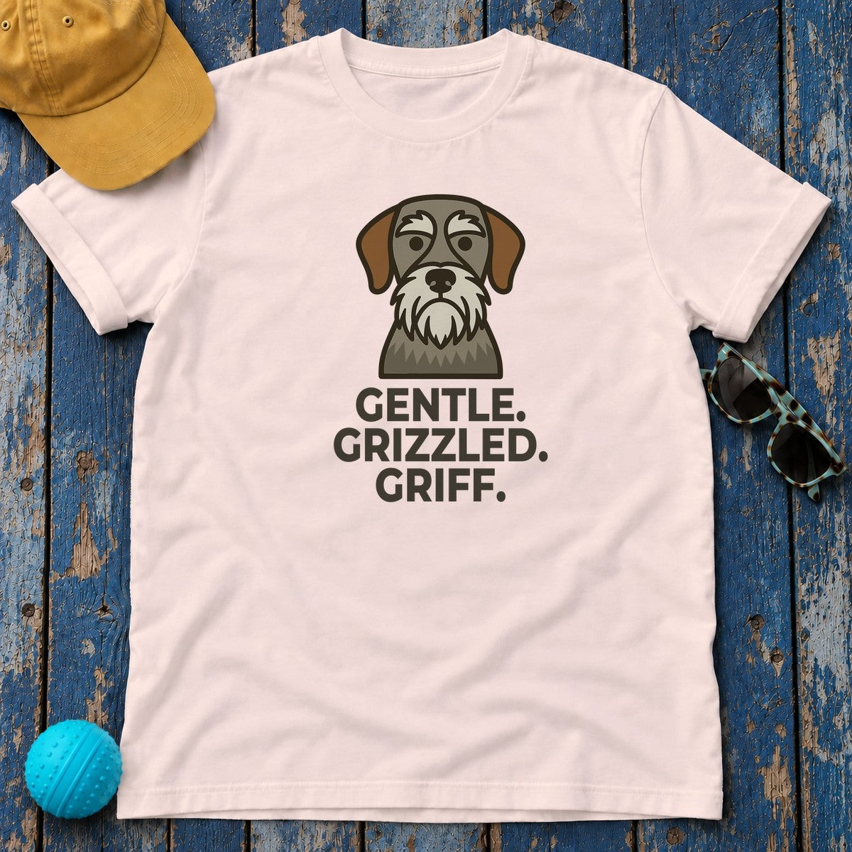 Gentle. Grizzled. Griff. Wirehaired Pointing Griffon T-Shirt in Soft Pink