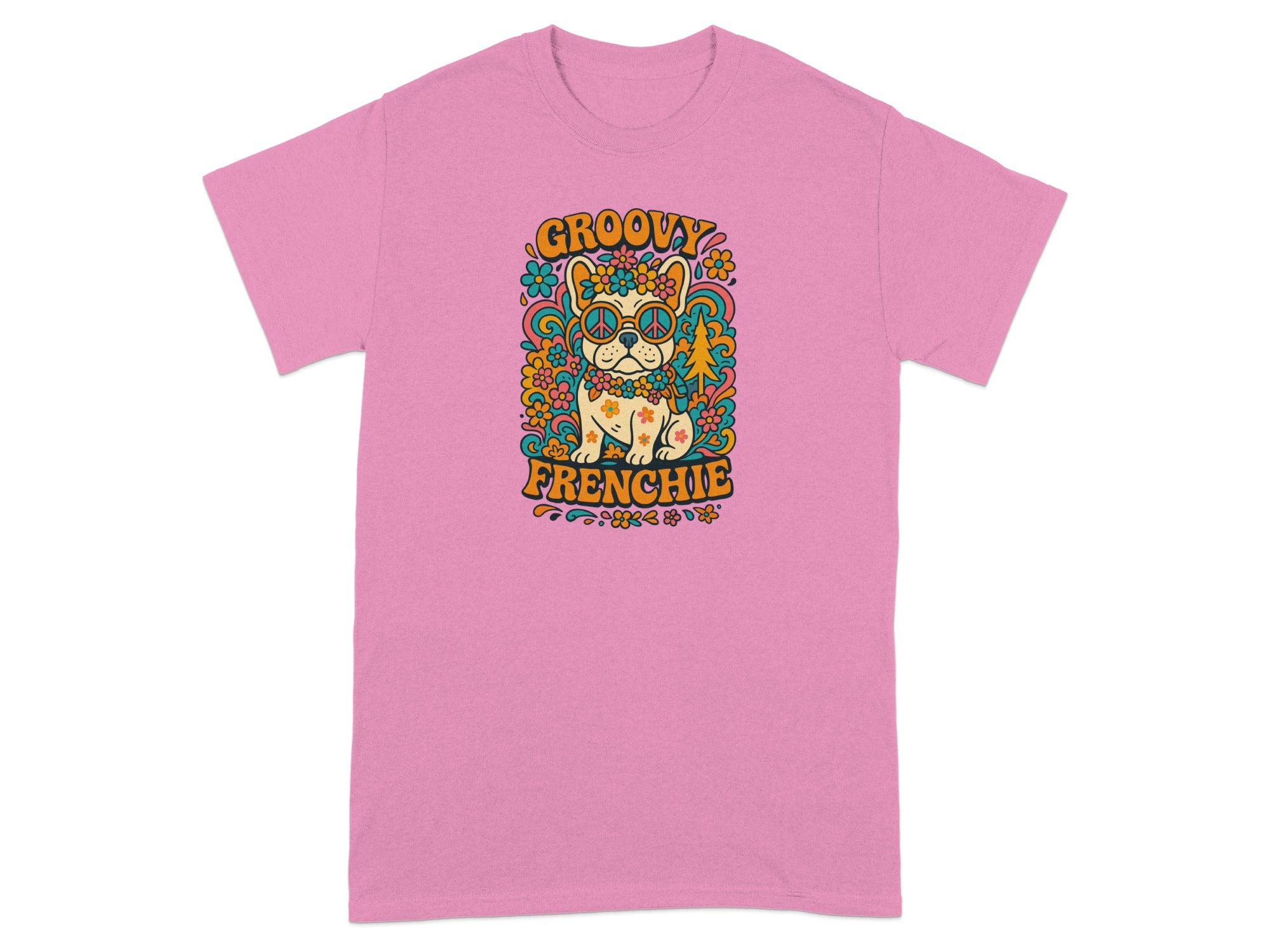 Groovy Frenchie Colorful Graphic Tee Shirt