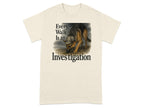 Light tan t-shirt with German Shepherd wearing a detective hat and text "Every Walk Is an Investigation".