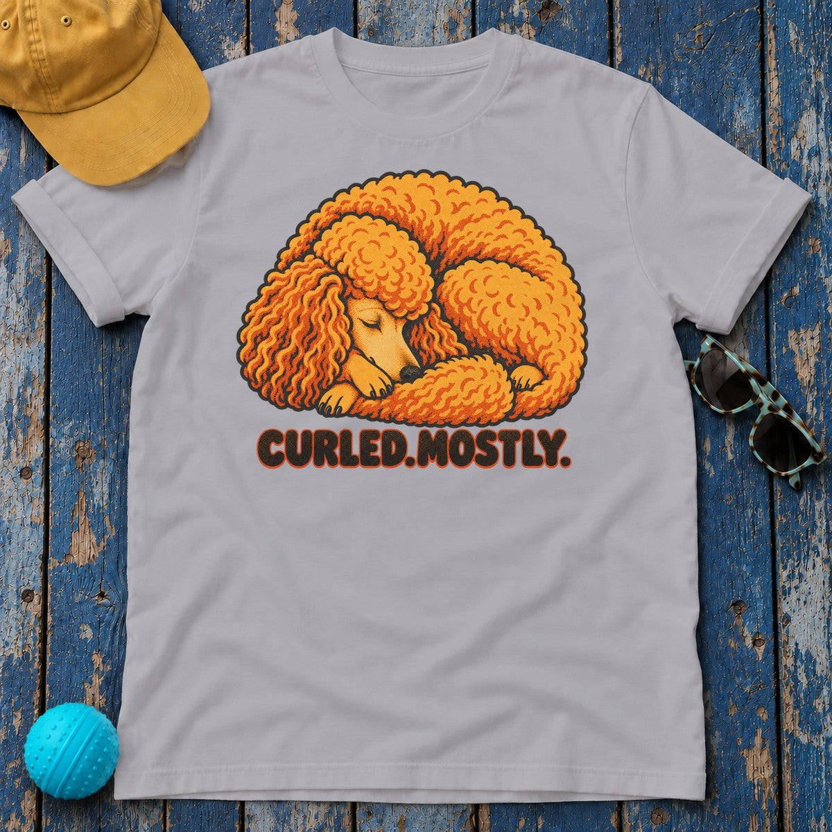 Curled Mostly Poodle T-Shirt in Athletic Heather