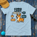 Corgi Logic Flowchart | Illustrated T-Shirt in Light Blue