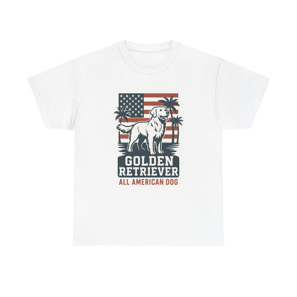 Golden Retriever All American Dog with Flag and Palms T-Shirt