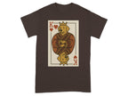 T-shirt with King of Hearts playing card featuring a golden retriever wearing a crown.