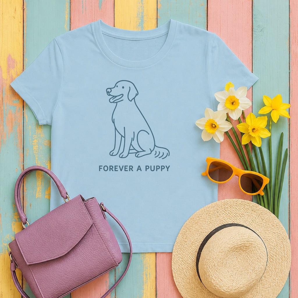 Flat-Coat Forever a Puppy Tee in Light Blue