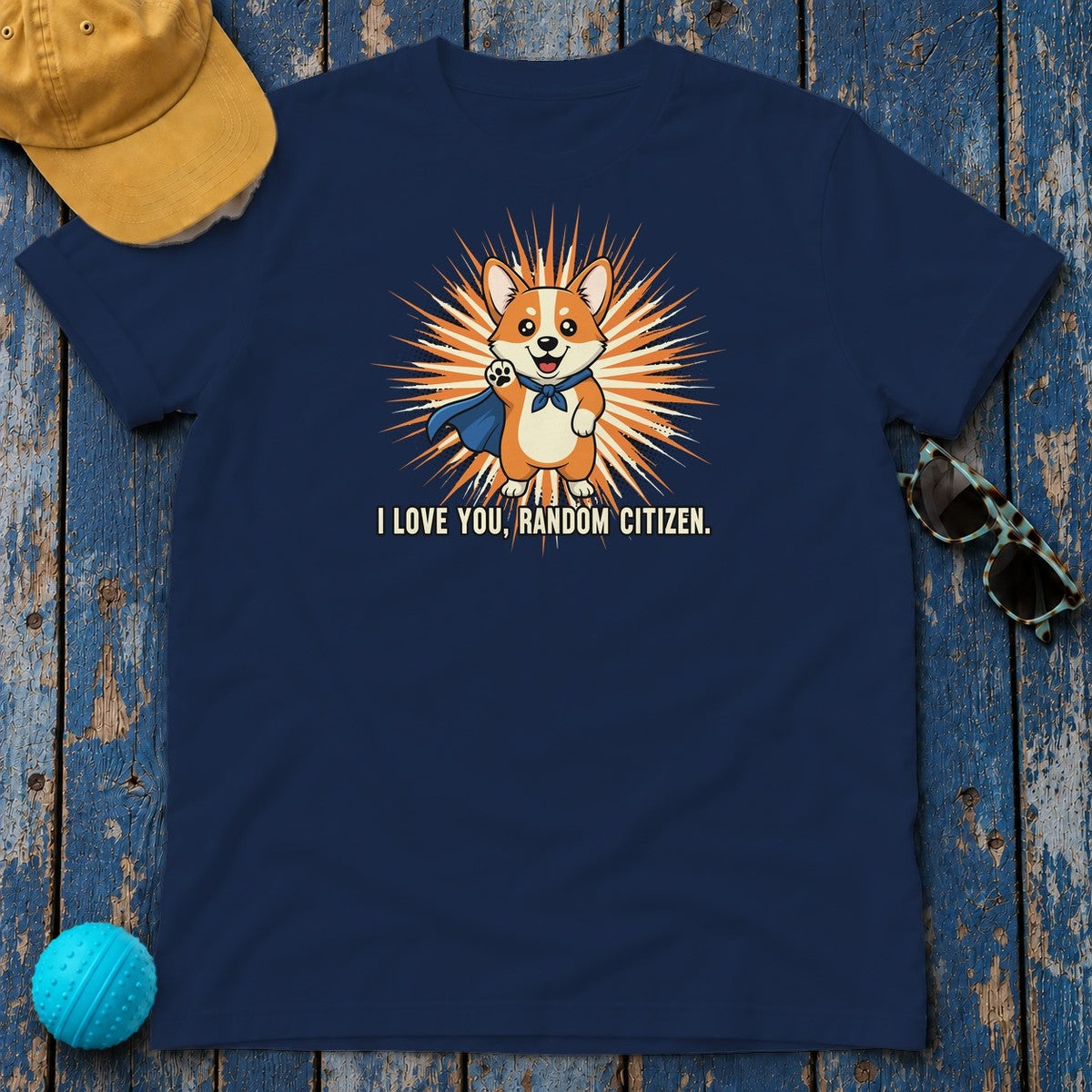 Random Citizen Super Corgi T-Shirt in Navy