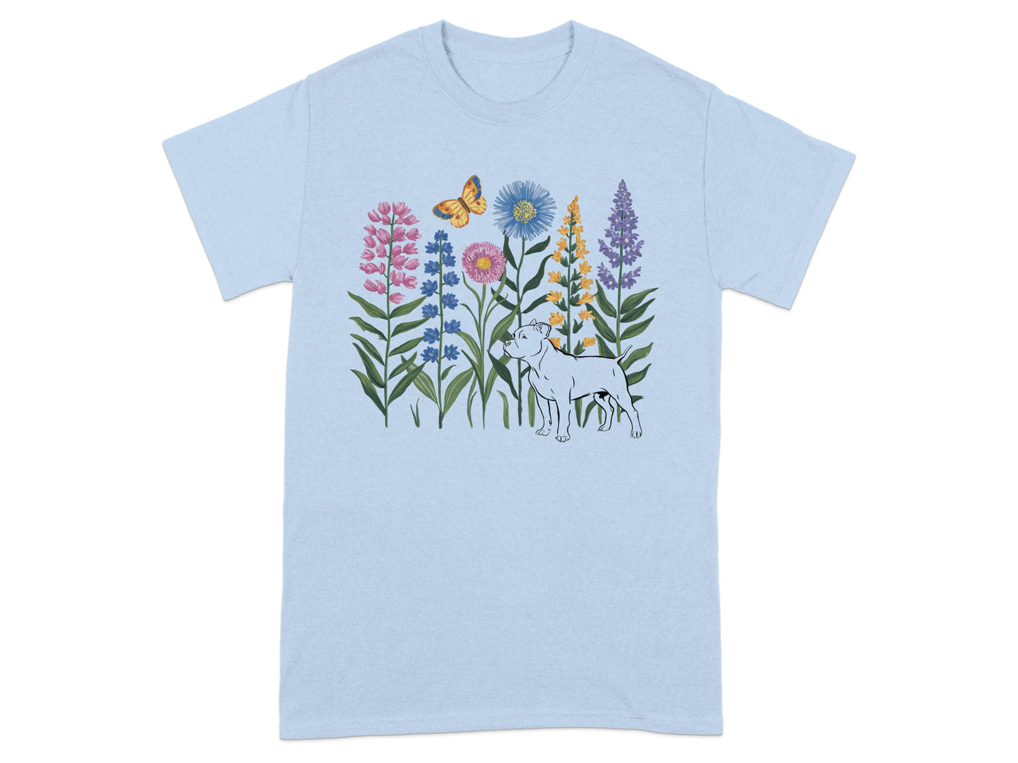 Colorful Nature Inspired Dog and Butterfly T-Shirt product