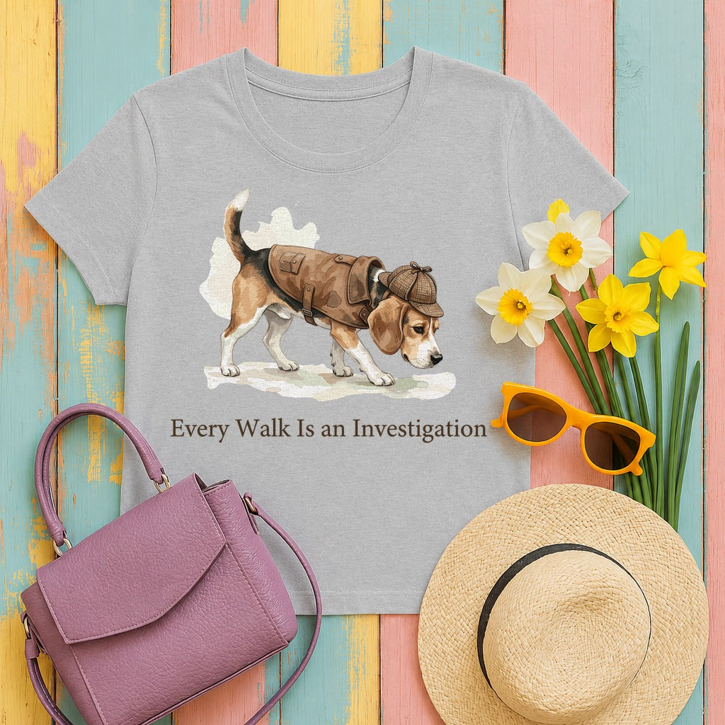 Every Walk: Beagle Investigator T-Shirt in Sport Grey