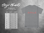 Gildan 5000 Heavy Cotton T-shirt size chart with width and length measurements in inches.