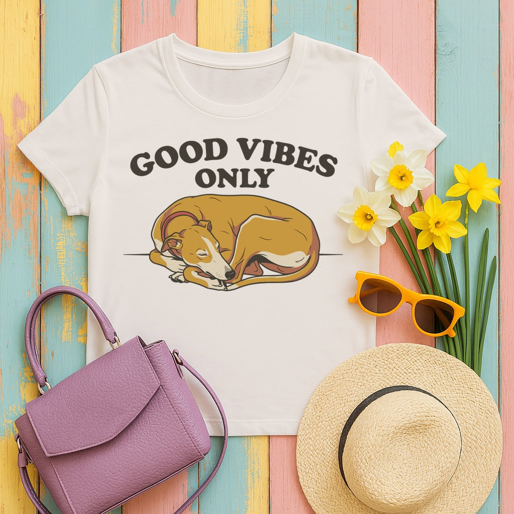 The Good Vibes Only Greyhound T-Shirt in Ice Grey