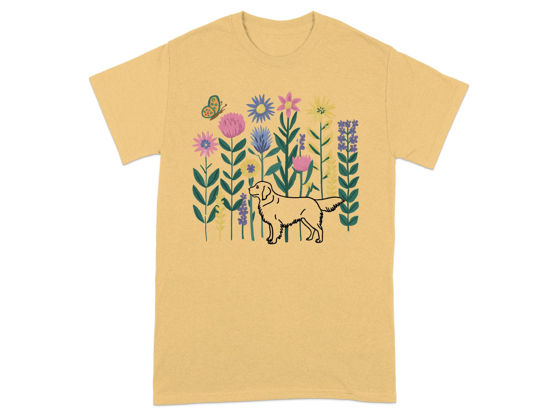 Adorable Dog with Colorful Flowers T-Shirt product