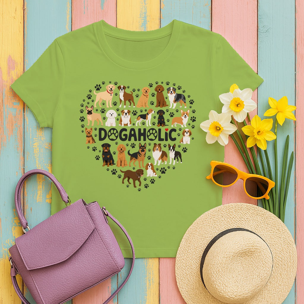 Dogaholic Heart of Paws T-Shirt in Kiwi