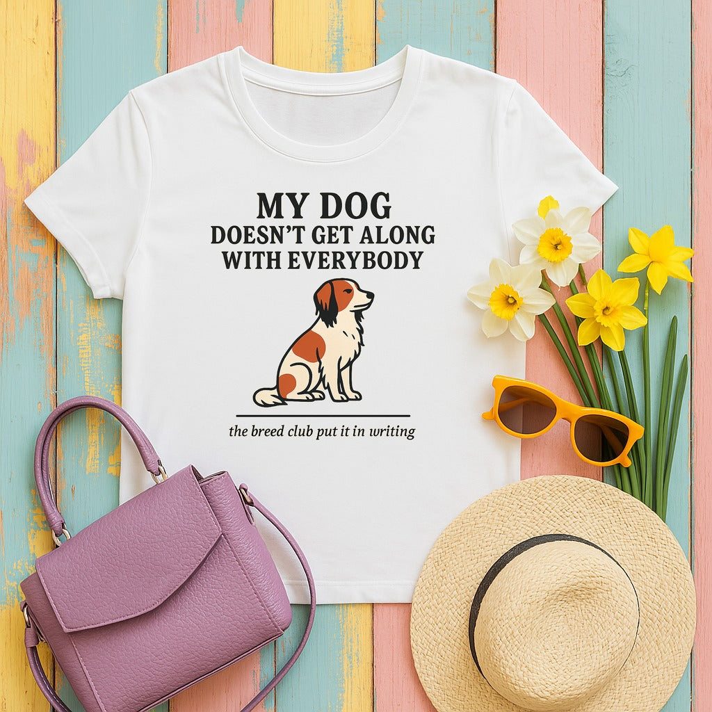 Kooikerhondje Doesn't Get Along With Everybody Tee in White