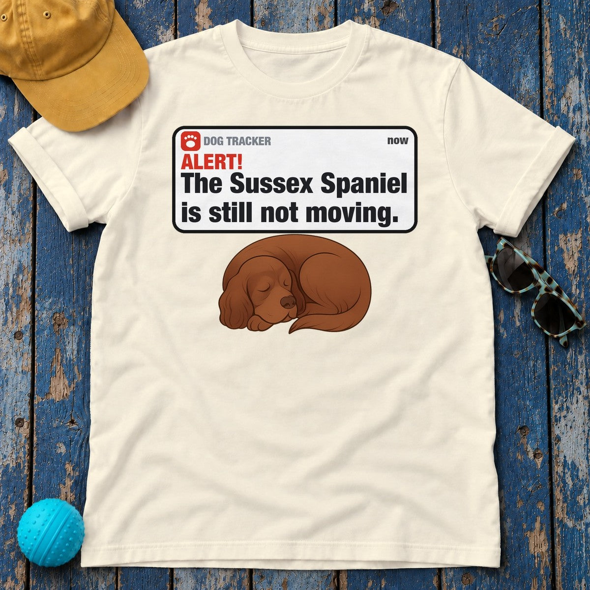 Sussex Spaniel Alert Still Not Moving Tee in Natural