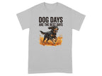 Dog running through tall grass with "DOG DAYS ARE THE BEST DAYS" text.