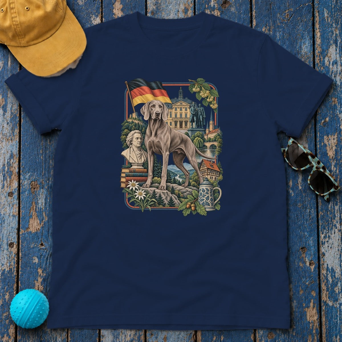 Weimaraner Germany Heritage T-Shirt in Navy