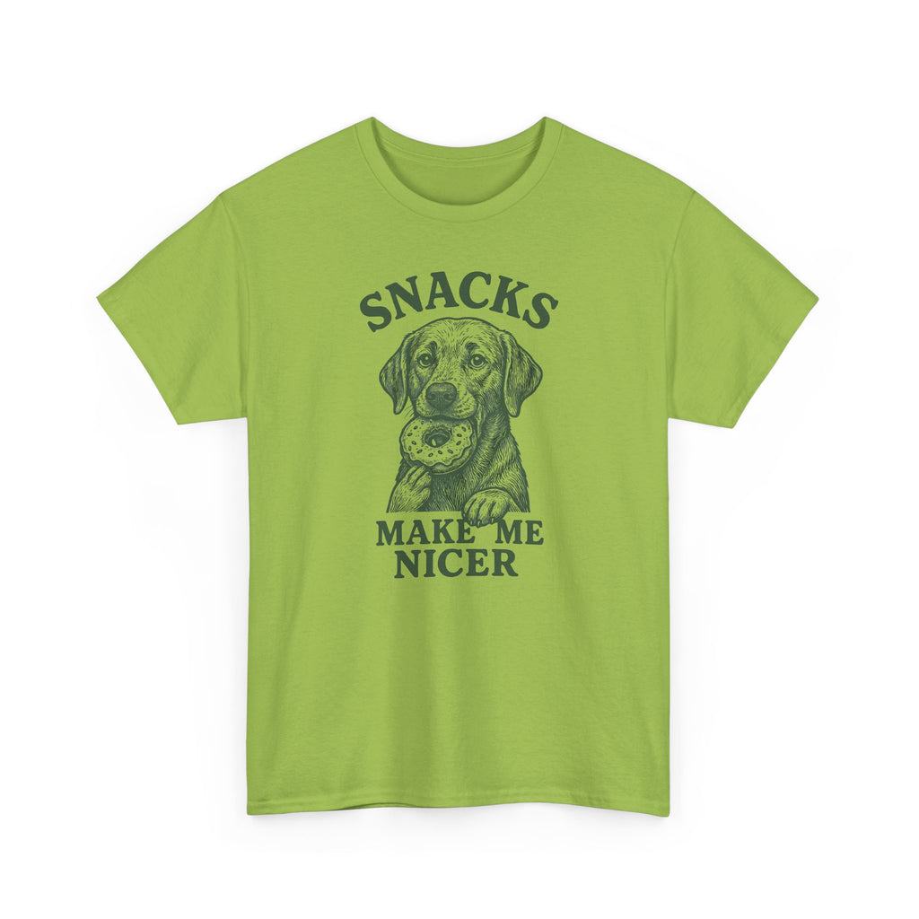 Snacks Make Me Nicer Labrador With Donut Graphic Novelty T-Shirt