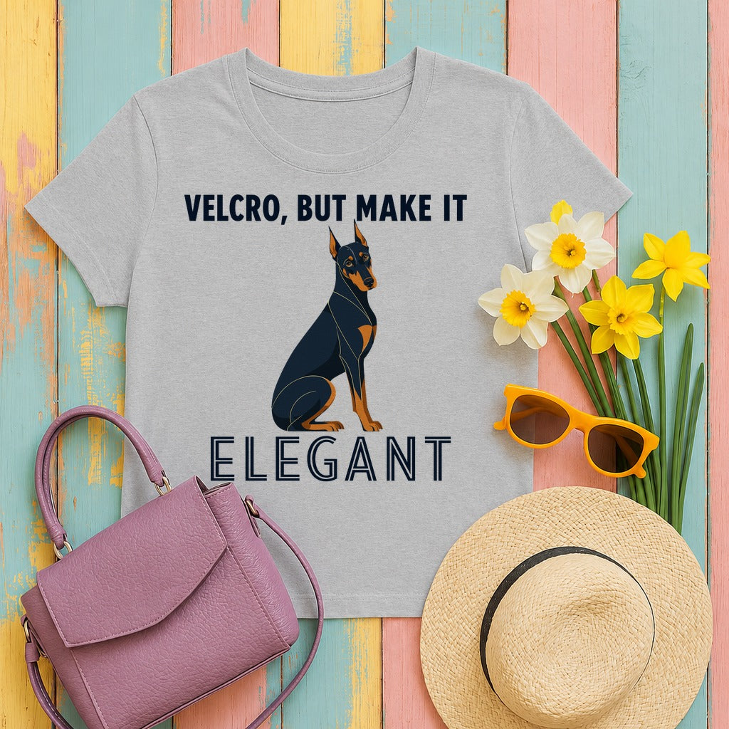 Velcro, But Elegant Doberman T-Shirt in Sport Grey