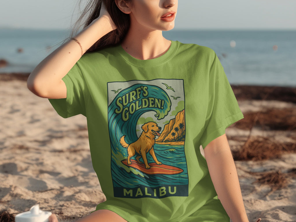 Surf's Golden Malibu Graphic Tee Surfing Shirt