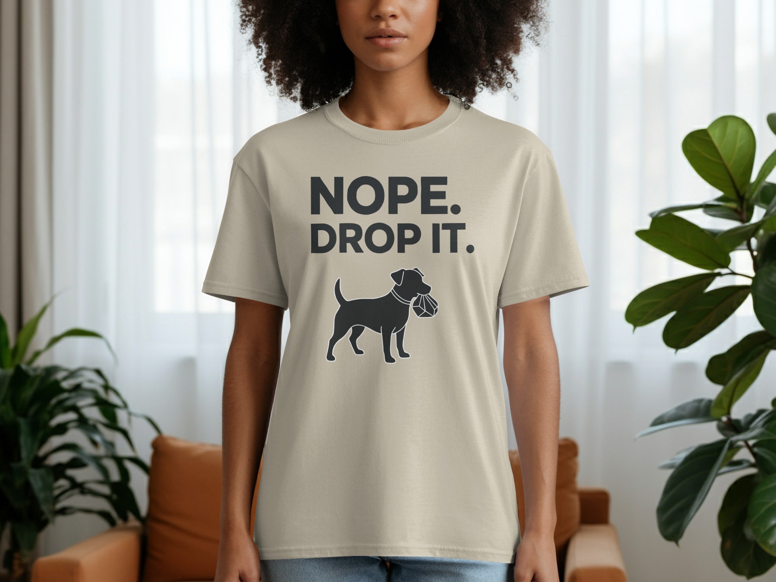 Nope Drop It Dog Graphic T-Shirt for Casual Wear