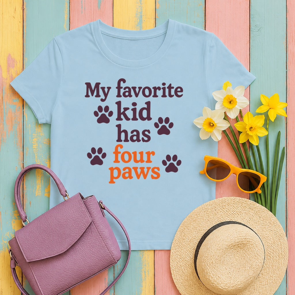 My Favorite Kid Has Four Paws T-Shirt in Light Blue