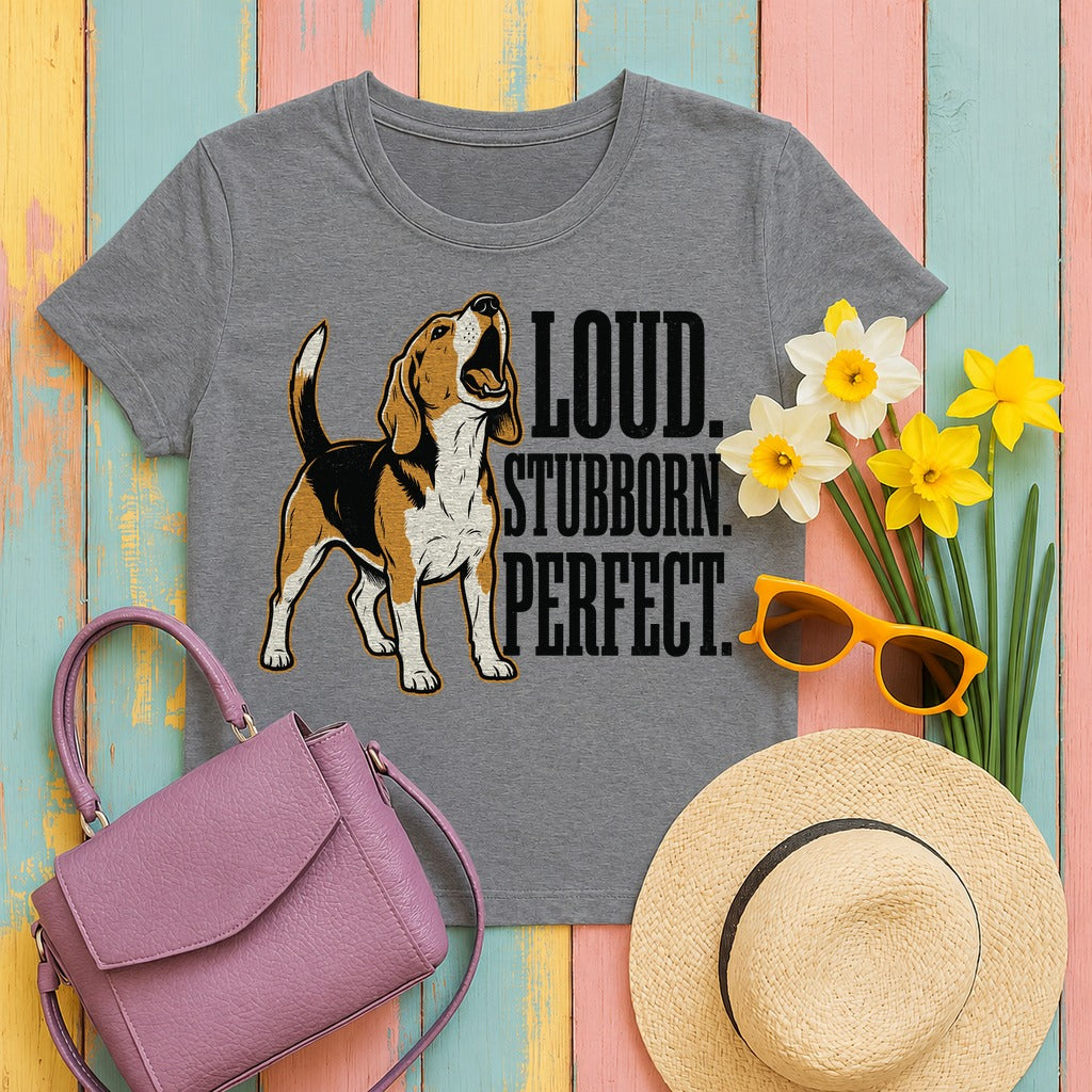 Beagle Soul: The Loud & Stubborn Companion T-Shirt in Graphite Heather