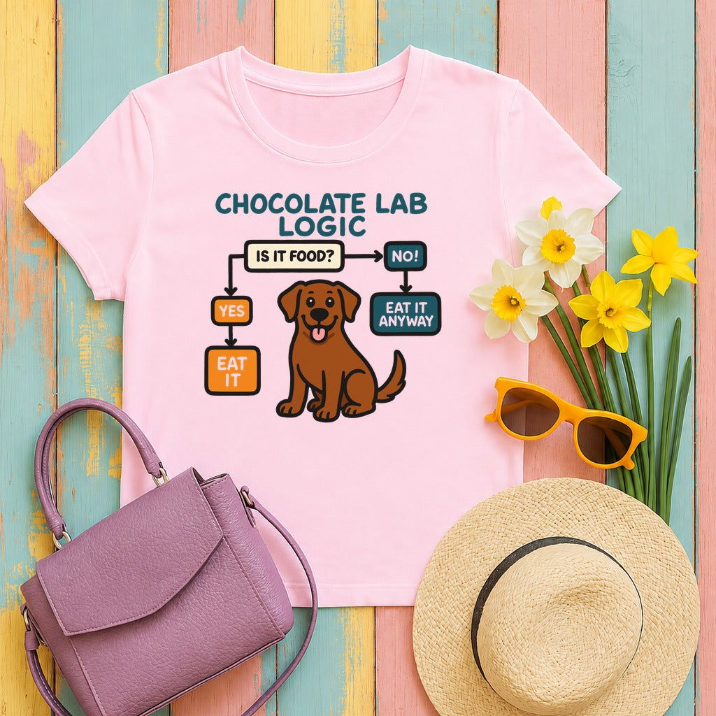 The Chocolate Lab Logic Flowchart T-Shirt in Light Pink