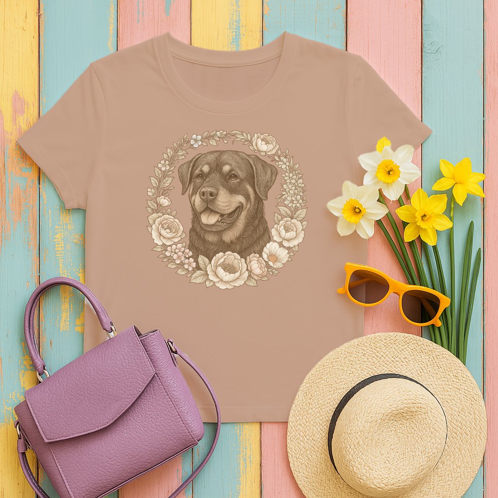 Floral Dog Print Casual Women's T-Shirt Trendy Product