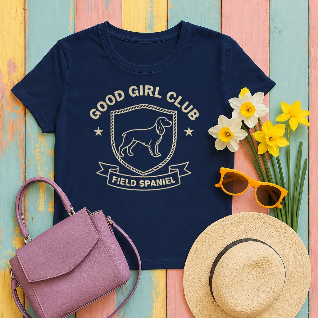 Field Spaniel Good Girl Club Tee in Navy