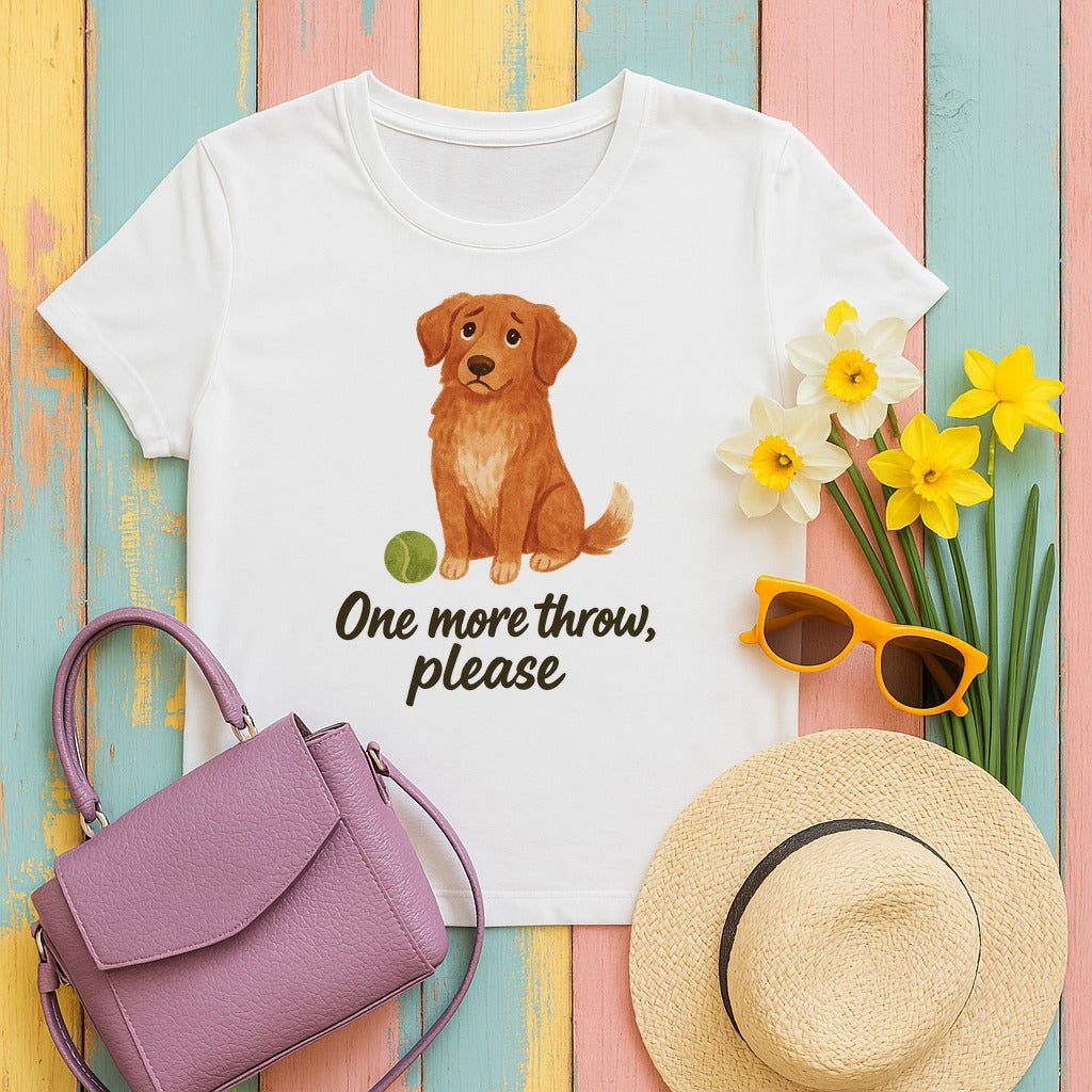 Nova Scotia Duck Tolling Retriever One More Throw Please T-shirt in White