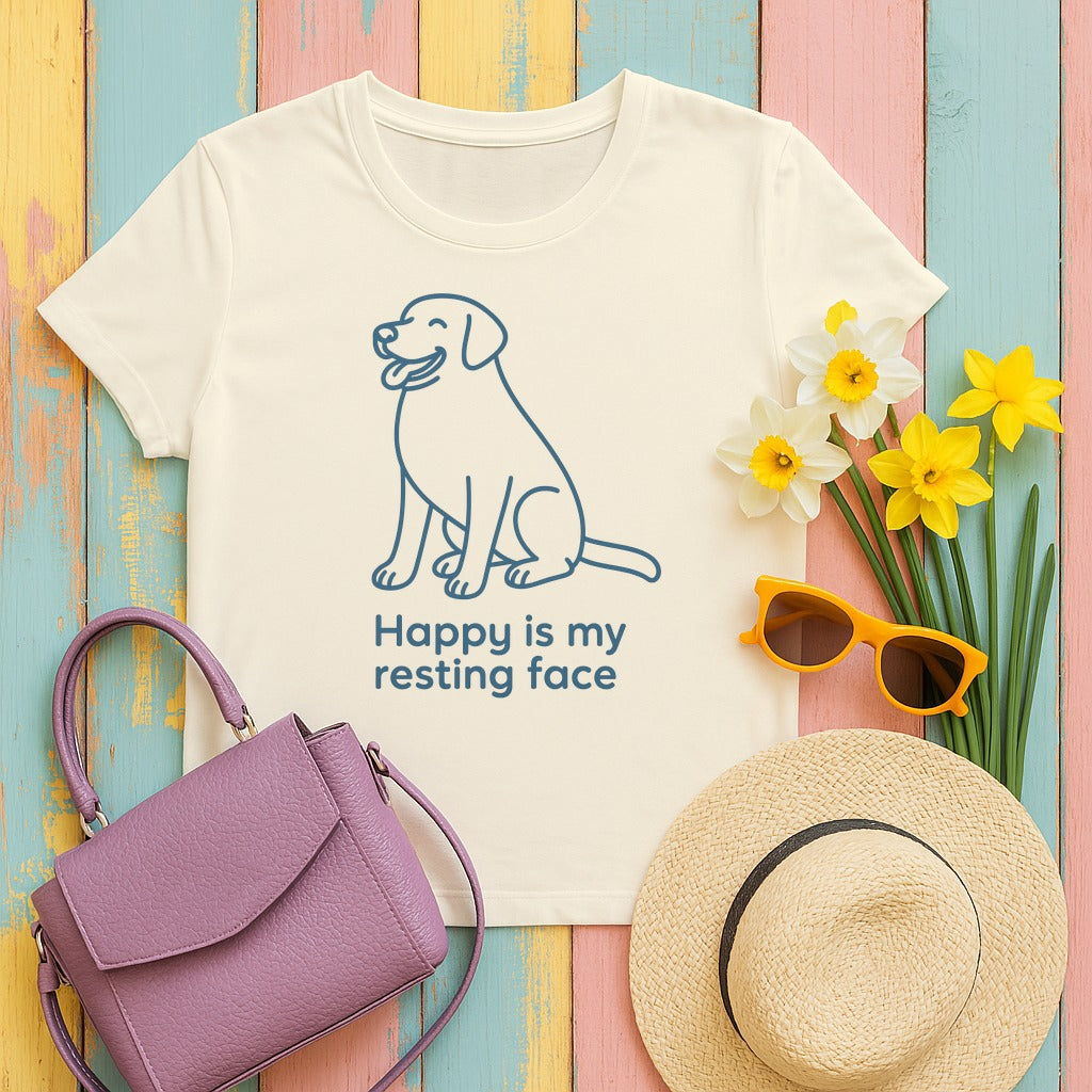 Happy Is My Resting Face - Funny Black Lab T-shirt in Natural