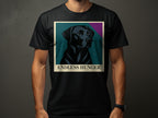 Black Labrador portrait on a black t-shirt with "ENDLESS HUNGER" text.