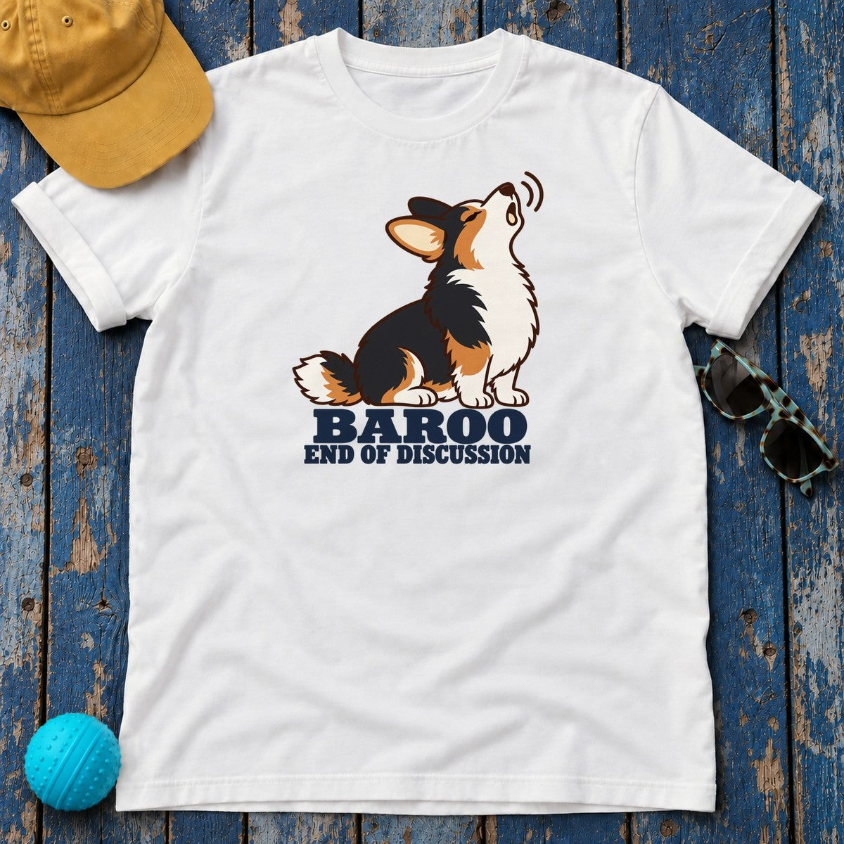 Baroo End Of Discussion Corgi T-Shirt in White