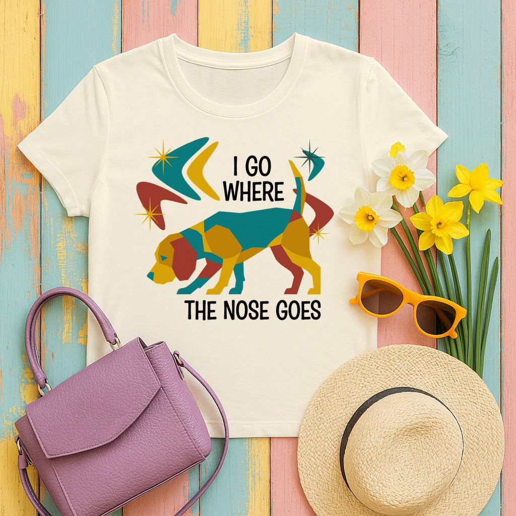 Retro Beagle Nose Knows Graphic T-Shirt in Natural