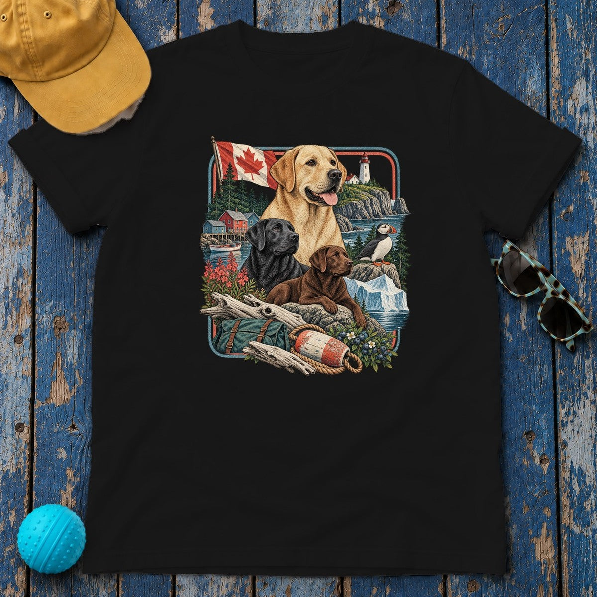 Labrador Retriever Canada Heritage T-Shirt in Black