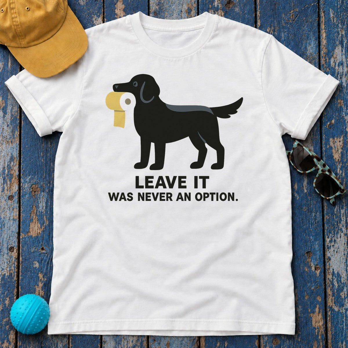 Flat-Coated Retriever Leave It Tee in White