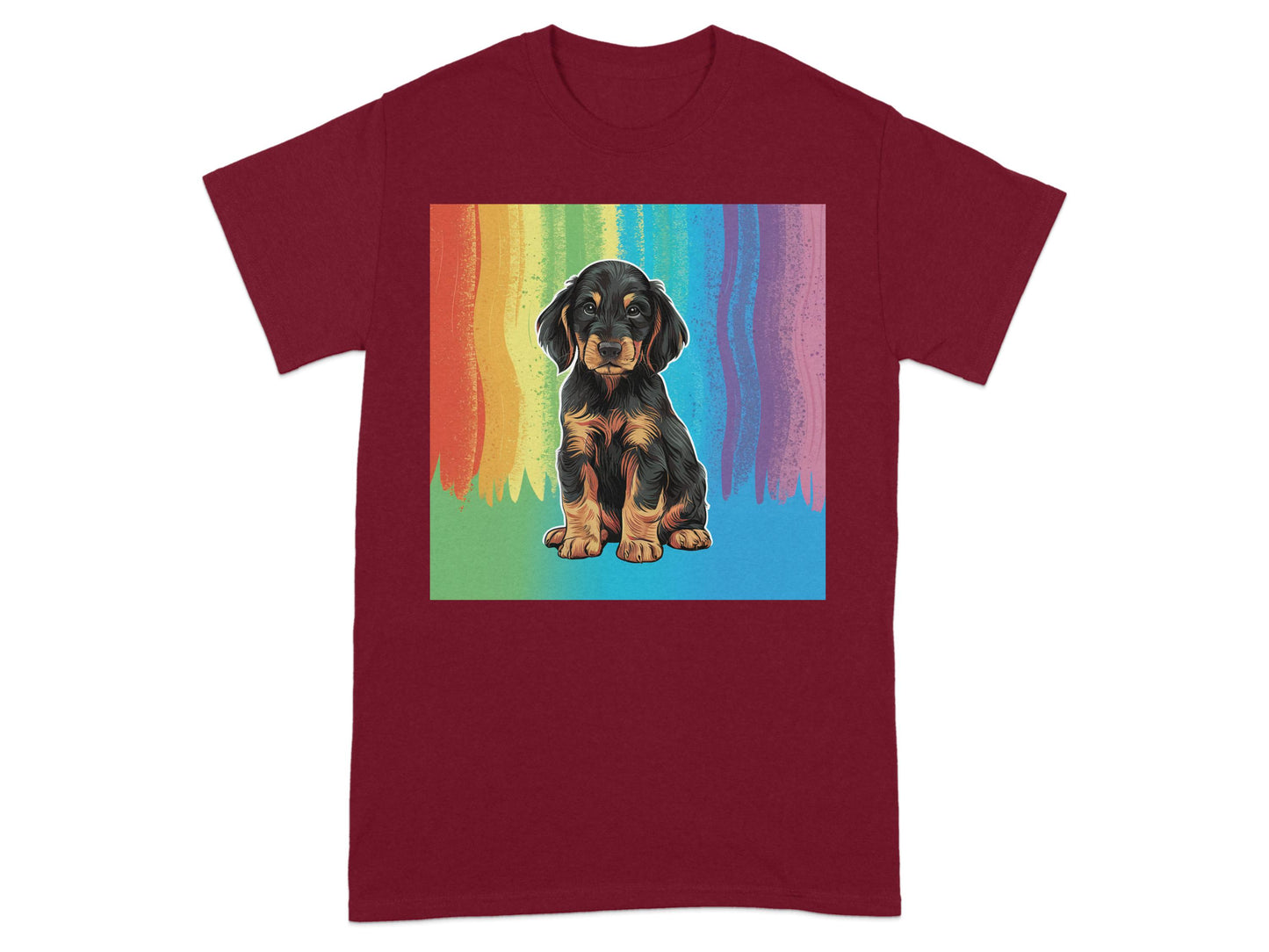 Rainbow Background Cute Puppy Design T-shirt product type