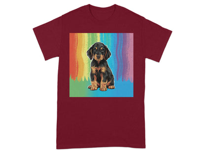 Rainbow Background Cute Puppy Design T-shirt product type