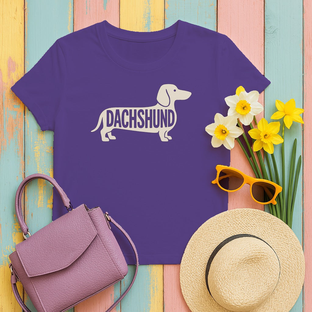 Dachshund Silhouette T-Shirt in Lilac