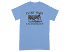 Light blue t-shirt with a beagle wearing a detective hat, text reads "Every Walk is an Investigation".