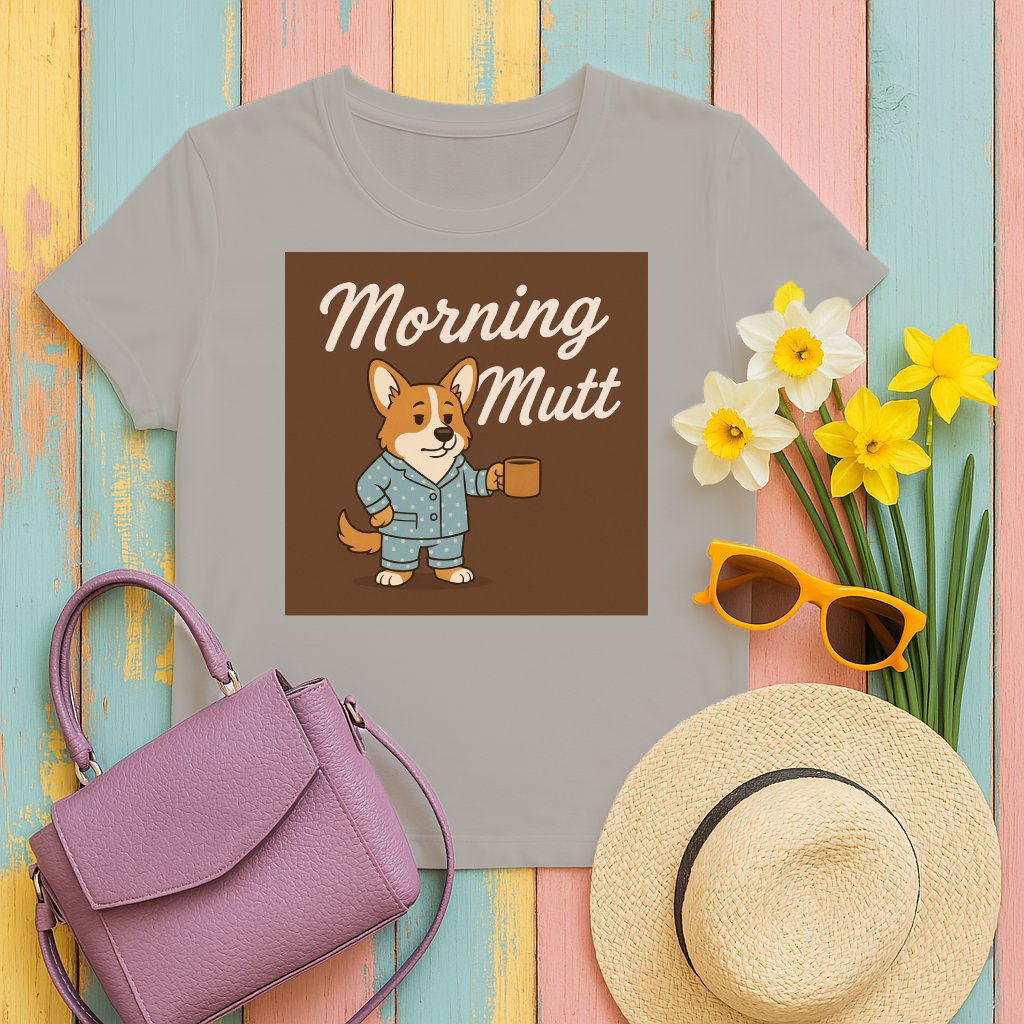 Morning Mutt Dog With Coffee Graphic Tee Shirt product